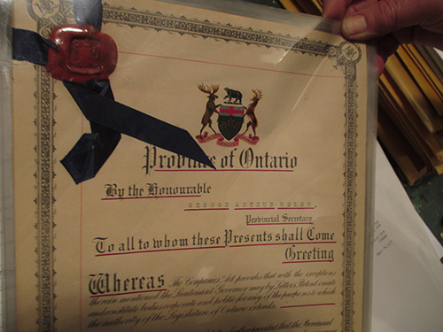 Ontario Certificate